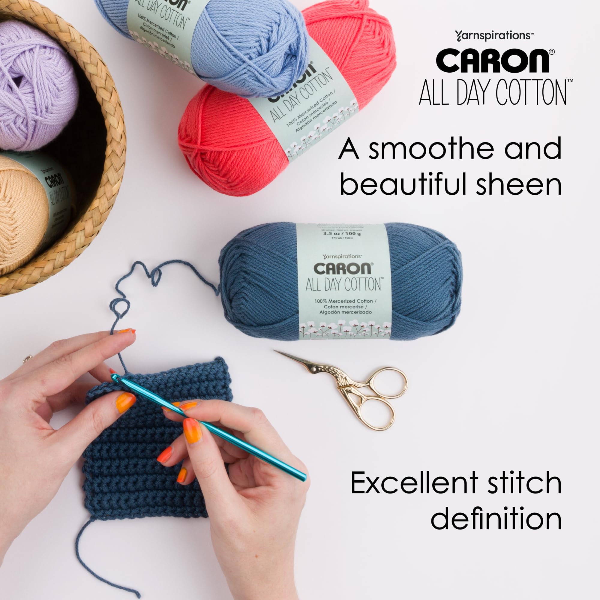 Amazon.com: Caron All Day Cotton Starling Yarn - 3 Pack of 100g